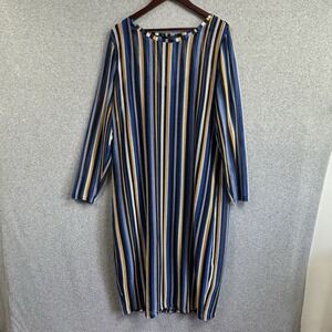 Eloquii Striped Midi Dress‎ With Slip Womens 20 Polyester Stretch Boho Casual